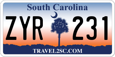 SC license plate ZYR231