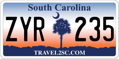 SC license plate ZYR235