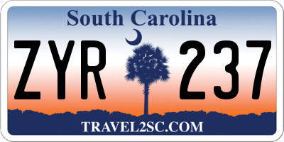 SC license plate ZYR237
