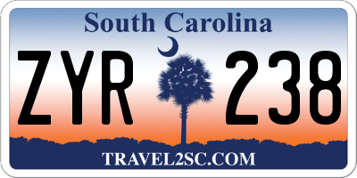 SC license plate ZYR238