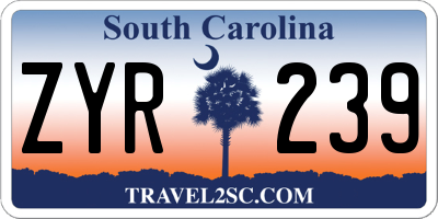 SC license plate ZYR239