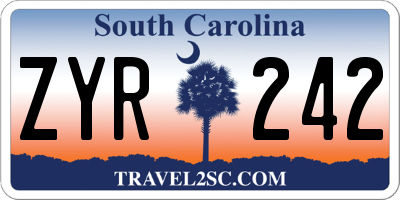 SC license plate ZYR242