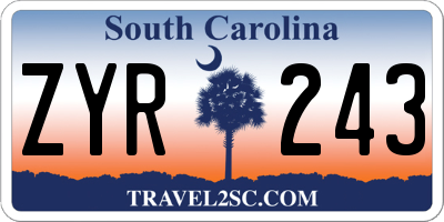 SC license plate ZYR243