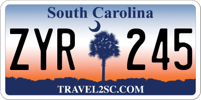 SC license plate ZYR245