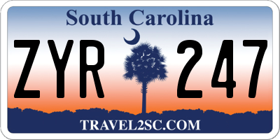 SC license plate ZYR247