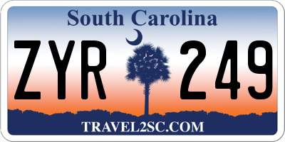 SC license plate ZYR249