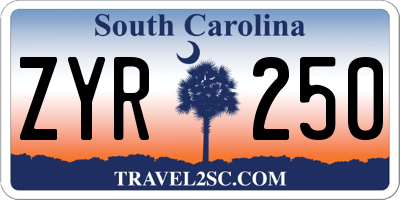 SC license plate ZYR250