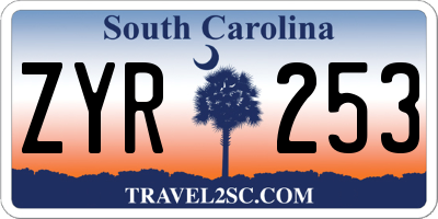 SC license plate ZYR253