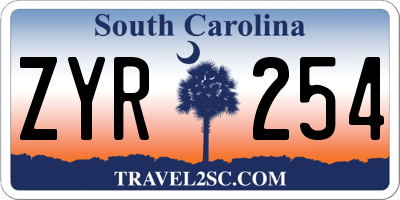SC license plate ZYR254