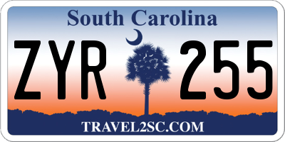 SC license plate ZYR255