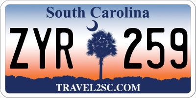 SC license plate ZYR259