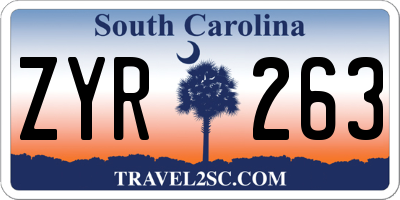SC license plate ZYR263