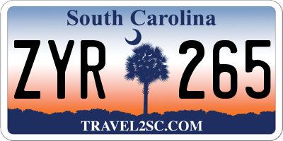 SC license plate ZYR265