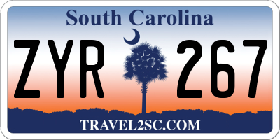 SC license plate ZYR267