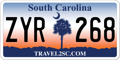 SC license plate ZYR268