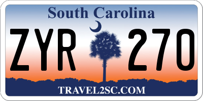 SC license plate ZYR270