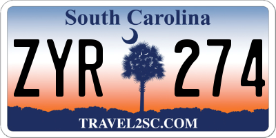 SC license plate ZYR274