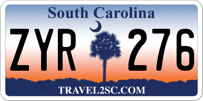 SC license plate ZYR276