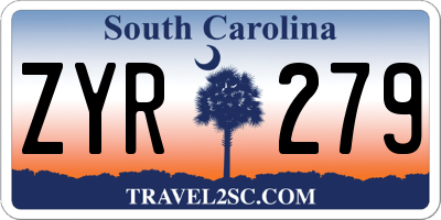 SC license plate ZYR279