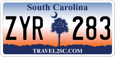 SC license plate ZYR283