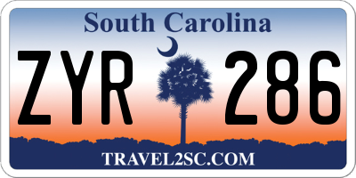 SC license plate ZYR286