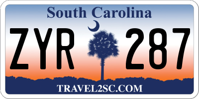 SC license plate ZYR287