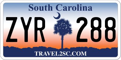 SC license plate ZYR288