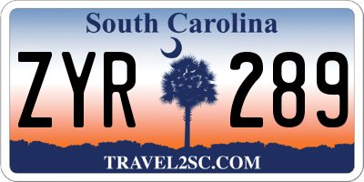 SC license plate ZYR289