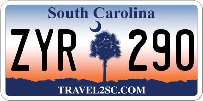 SC license plate ZYR290