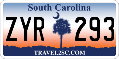 SC license plate ZYR293