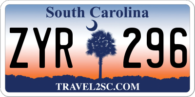 SC license plate ZYR296