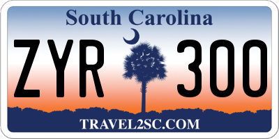 SC license plate ZYR300