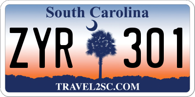 SC license plate ZYR301