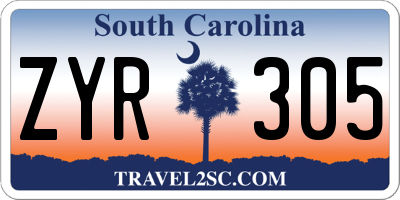 SC license plate ZYR305