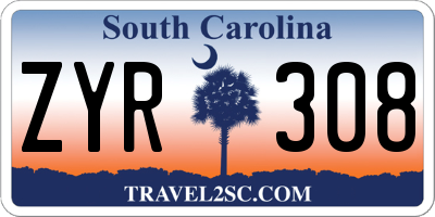 SC license plate ZYR308