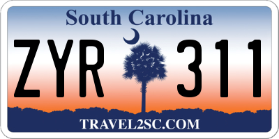 SC license plate ZYR311