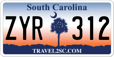 SC license plate ZYR312
