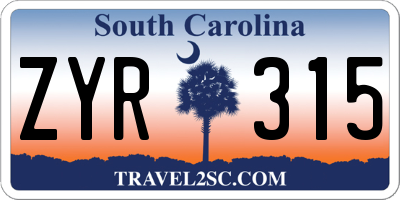SC license plate ZYR315