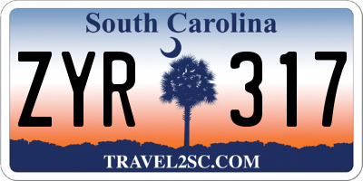 SC license plate ZYR317
