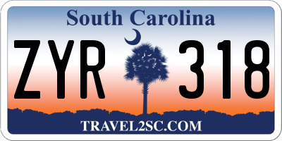 SC license plate ZYR318