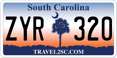 SC license plate ZYR320