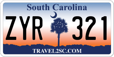 SC license plate ZYR321