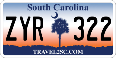 SC license plate ZYR322