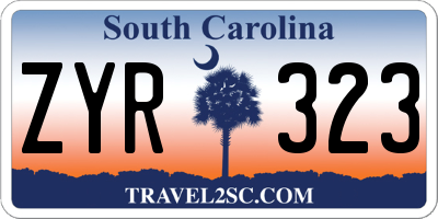 SC license plate ZYR323