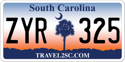 SC license plate ZYR325