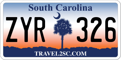 SC license plate ZYR326