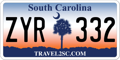 SC license plate ZYR332
