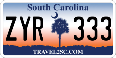 SC license plate ZYR333