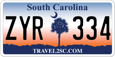 SC license plate ZYR334