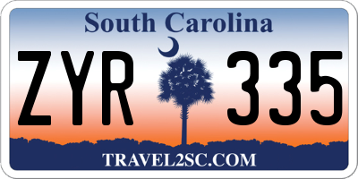 SC license plate ZYR335